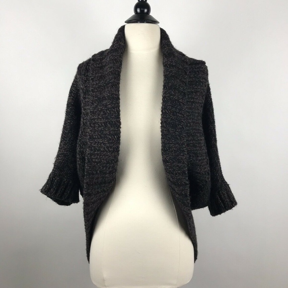 Express Sweaters - Express Brown Black Chunky Cocoon Cardigan Shrug